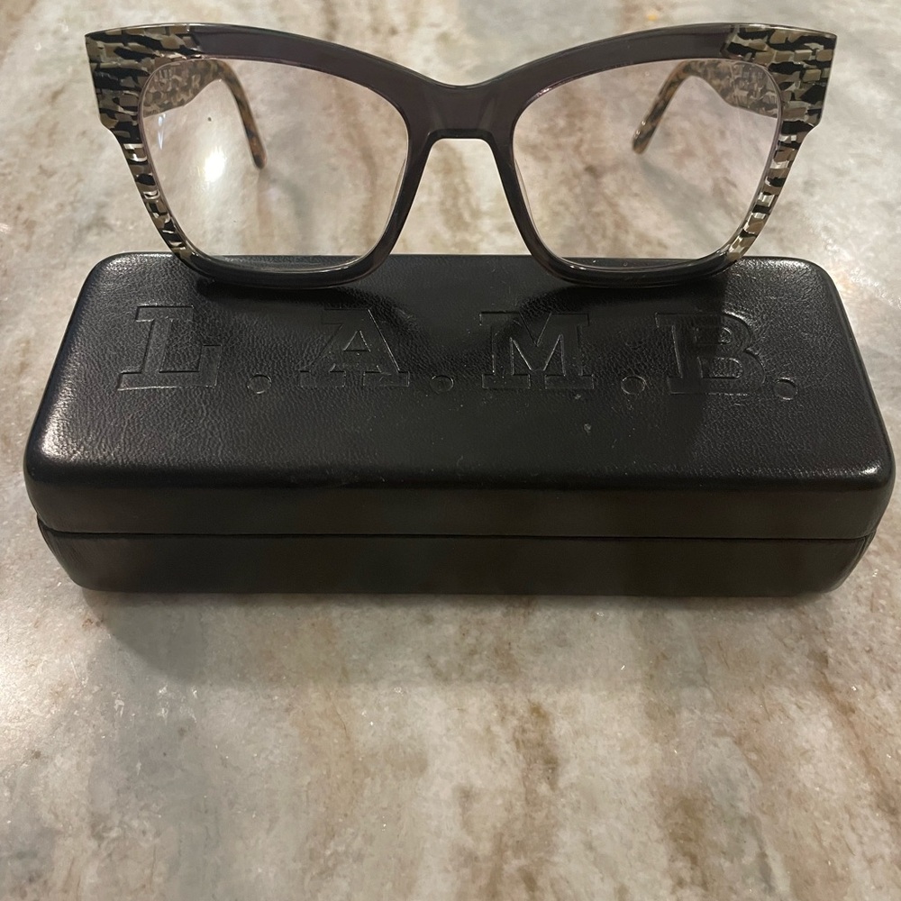 L.A.M.B. Black and Tan Women's Glasses, model LA037, with matching case